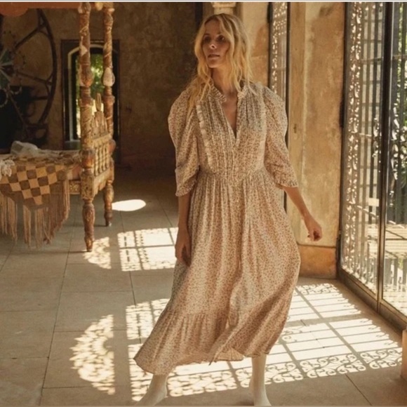 DOEN Darby Midi Dress Buttondown Floral Printed Eyelet Embroidered S New 269969 - Picture 2 of 12